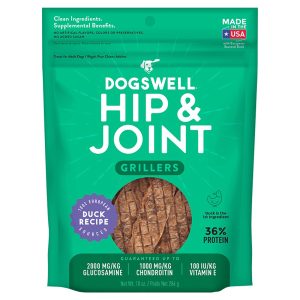 Dogswell Hip & Joint Grillers Duck Grain-Free Dog Treats, 10 oz