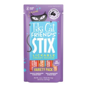 Tiki Cat Friends Stix Lickable Cat Treats, Variety Pack, 1.6 oz Pouch, 12 Pack