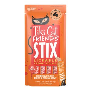 Tiki Cat Friends Stix Lickable Treats, Chicken & Pumpkin, 1.6 oz (12 Pack)