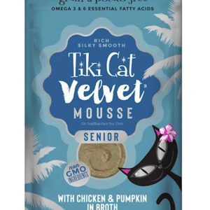Tiki Cat Velvet Senior Mousse, Chicken & Pumpkin in Broth, 2.8 oz (Case of 12)