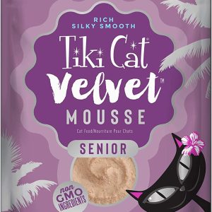 Tiki Cat Velvet Senior Mousse, Salmon & Pumpkin in Broth, 2.4 oz (Case of 12)