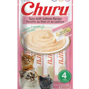 Inaba Churu Lickable Purée Cat Treats, Tuna & Salmon, 0.5 oz 4 Pack (Case of 6)