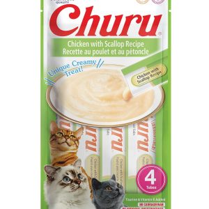 Inaba Churu Lickable Purée Cat Treats, Chicken & Scallop, 0.5 oz 4 Pack x6