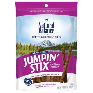 Natural Balance L.I.T. Hip-Stix Venison Semi-Moist Dog Treats, 4 oz