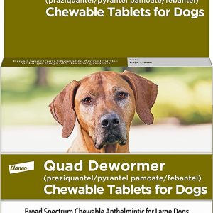 Elanco Chewable Quad Dewormer, Large Dog Over 45 lb, 2 Count