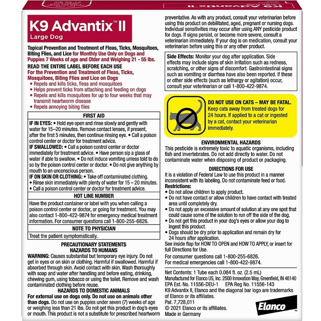 K9 Advantix II Flea, Tick & Mosquito Protection Large Dog - Image 3