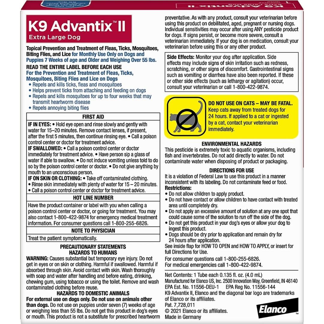 K9 Advantix II Flea, Tick & Mosquito Protection X-Large Dog - Image 3