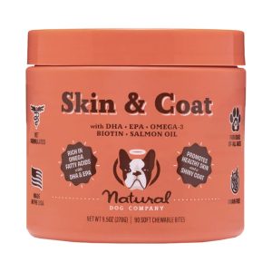 Natural Dog Company Skin & Coat Supplement Chews, 90 Count
