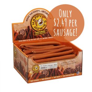 Happy Howie's Turkey Sausage Bulk, 12 in Dog Treats, 36 Pack