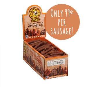 Happy Howie's Beef Sausage, 4 in Dog Treats, 80 Pack