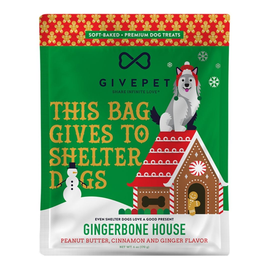 GivePet Holiday Soft Baked Gingerbone Dog Treats, 6 oz