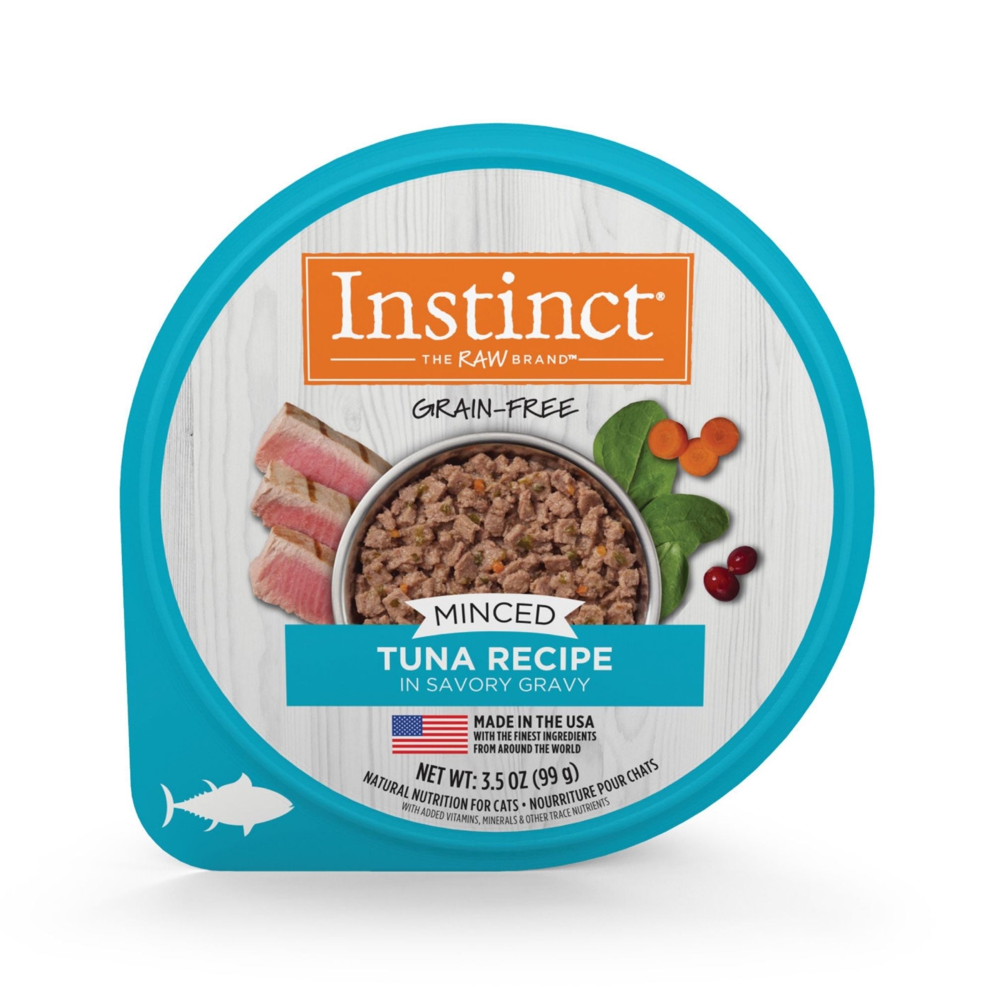 Instinct Minced Tuna Grain-Free Wet Cat Food Cups, 3.5 oz (Case of 12)
