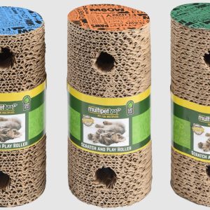 Multipet Cat Scratch Roller Catnip Toy Assorted 7.5 in