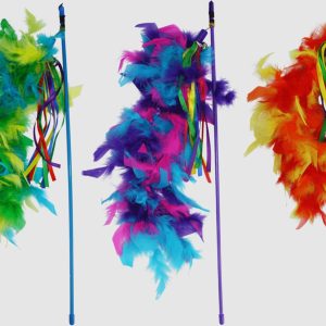 Multipet Cat Teaser Danglers with Feathers (Assorted) 20 inch