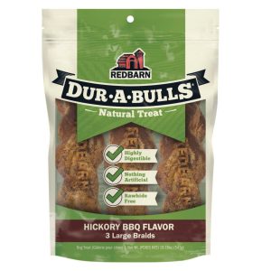 Redbarn Dur-A-Bulls Bone Hickory BBQ, Large Dog Chews, 3 Pack