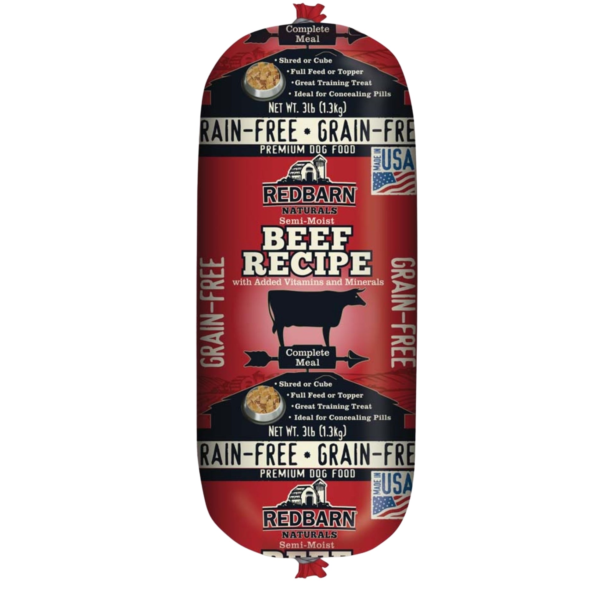 Redbarn Grain-Free Beef Dog Food Roll, 3 lb