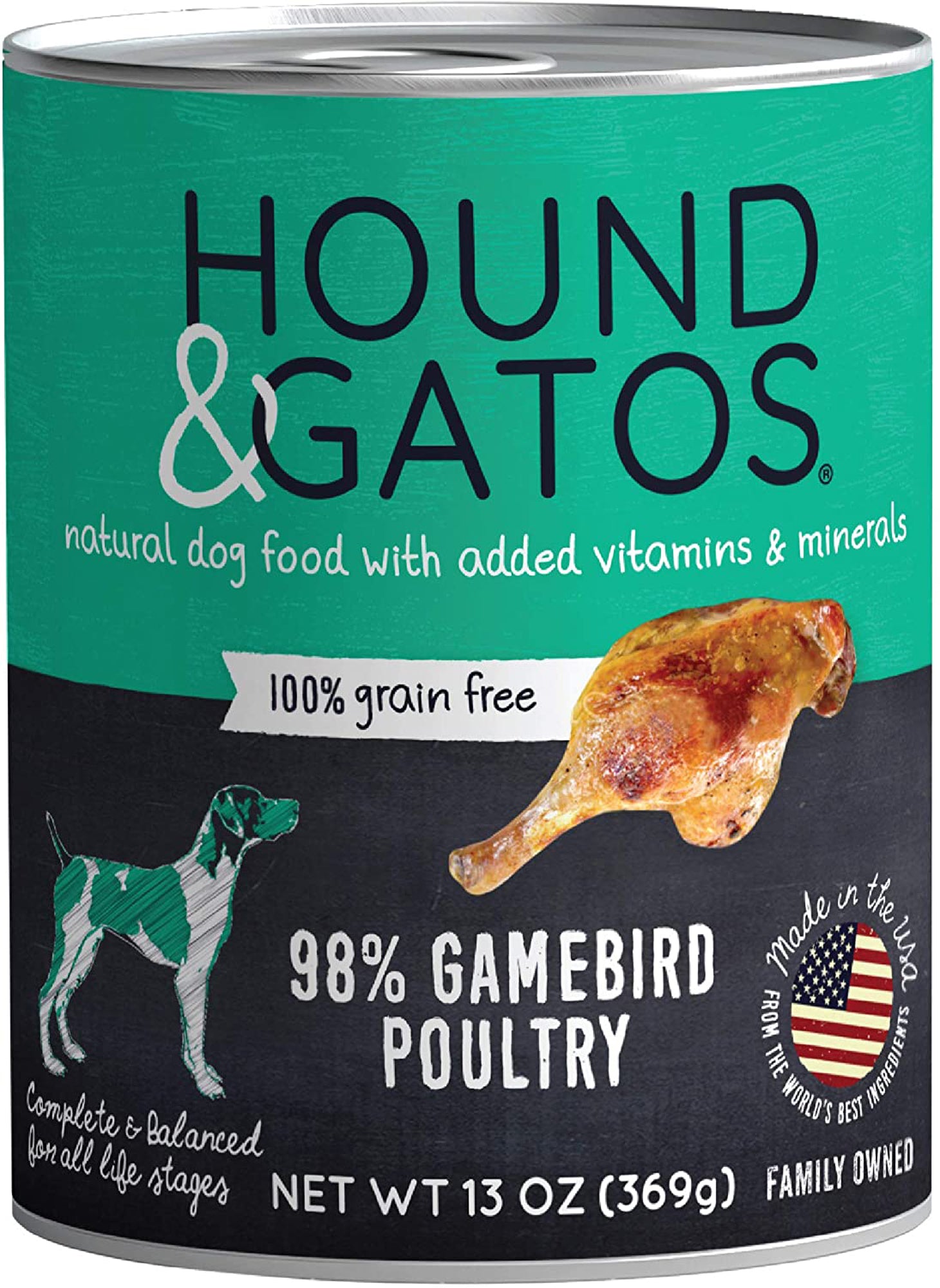 Hound & Gatos 98% Gamebird Grain-Free Wet Dog Food, 13 oz (Case of 12)