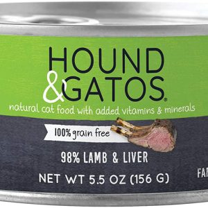 Hound & Gatos 98% Lamb & Liver Grain-Free Wet Cat Food, 5.5 oz (Case of 24)