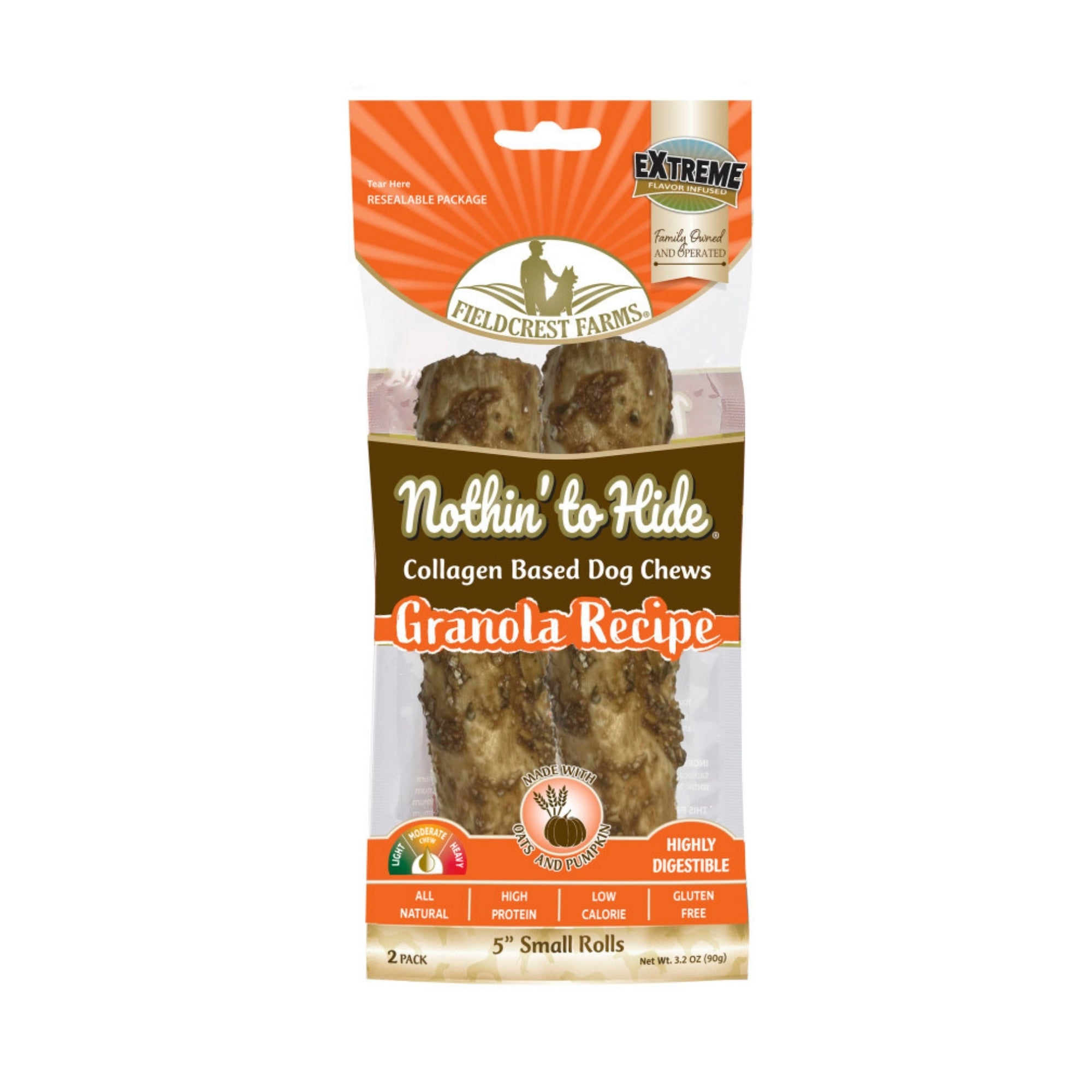 Nothin' to Hide Granola Roll, Small Dog Chews, 2 Pack