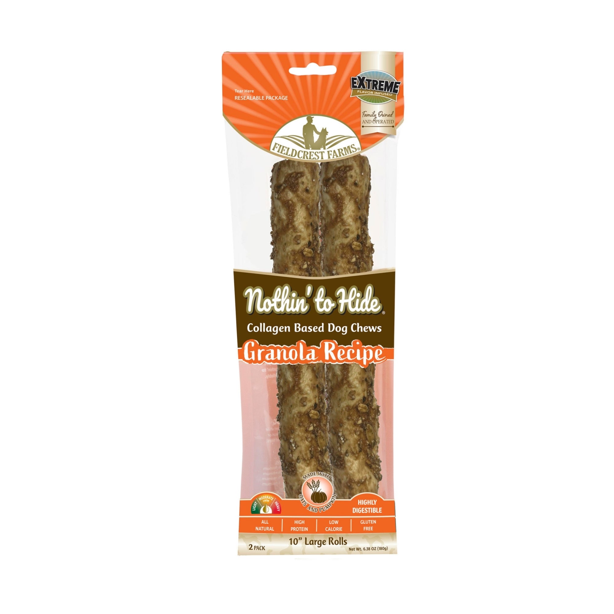 Nothin' to Hide Granola Roll, Large Dog Chews, 2 Pack