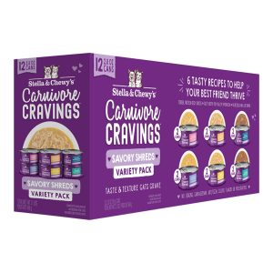 Stella & Chewy's Carnivore Cravings Savory Shreds Variety Pack, 2.8 oz, 24 Pack