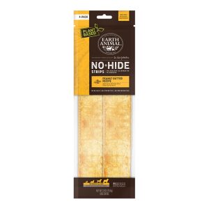 Earth Animal No-Hide Peanut Butter Strips Dog Chews, 4 Pack