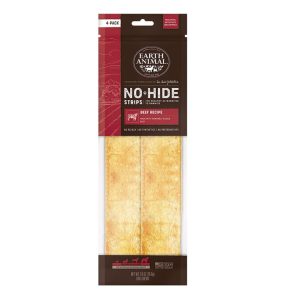 Earth Animal No-Hide Beef Strips Dog Chews, 4 Pack