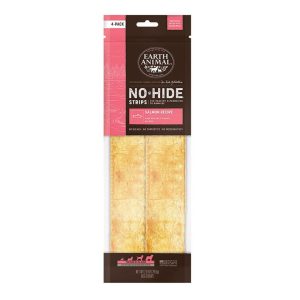 Earth Animal No-Hide Salmon Strips Dog Chews, 4 Pack