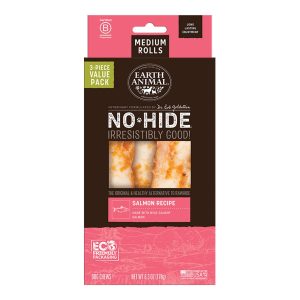 Earth Animal No-Hide Salmon Rolls, Medium Dog Chews, 3 Pack