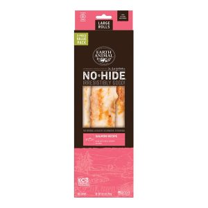 Earth Animal No-Hide Salmon Rolls, Large Dog Chews, 3 Pack