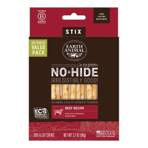 Earth Animal No-Hide Beef Stix Dog Chews, 20 Pack