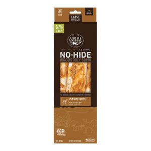 Earth Animal No-Hide Venison Rolls, Large Dog Chews, 3 Pack