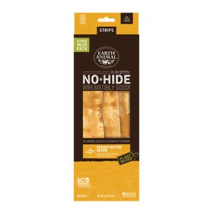 Earth Animal No-Hide Peanut Butter Strips Value Pack Dog Chews, 10 Pack