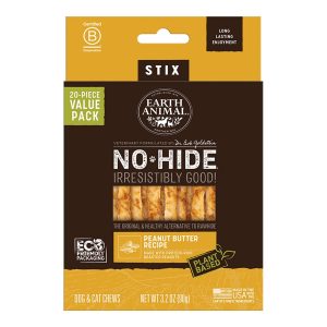 Earth Animal No-Hide Peanut Butter Stix Dog Chews, 20 Pack