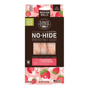 Earth Animal No-Hide Strawberries & Cream Rolls, Medium Dog Chews, 3 Pack
