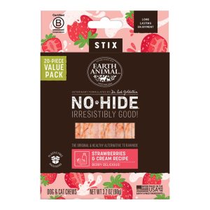 Earth Animal No-Hide Strawberries & Cream Stix Dog Chews, 20 Pack