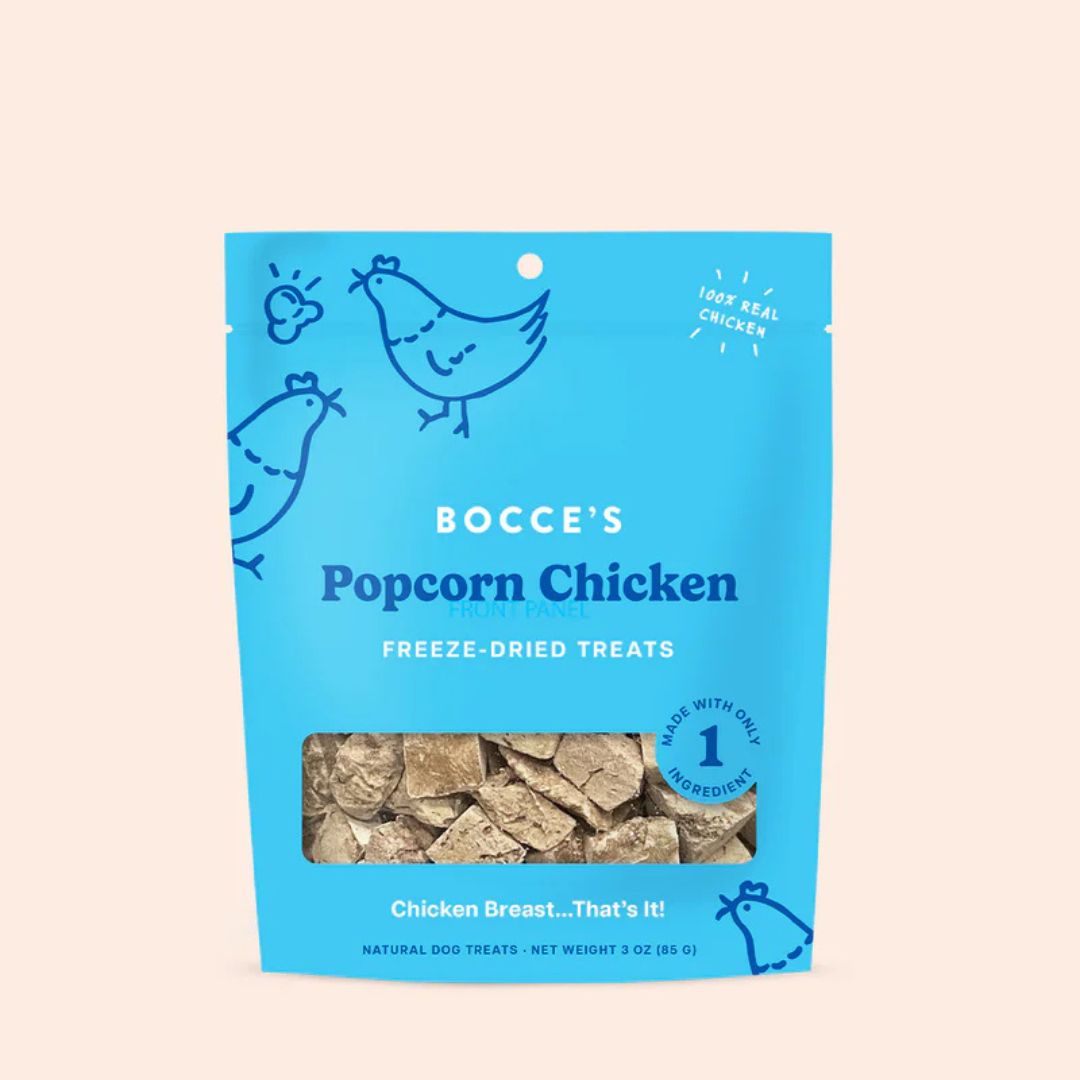 Bocce's Bakery Freeze-Dried Popcorn Chicken Dog Treats, 3 oz