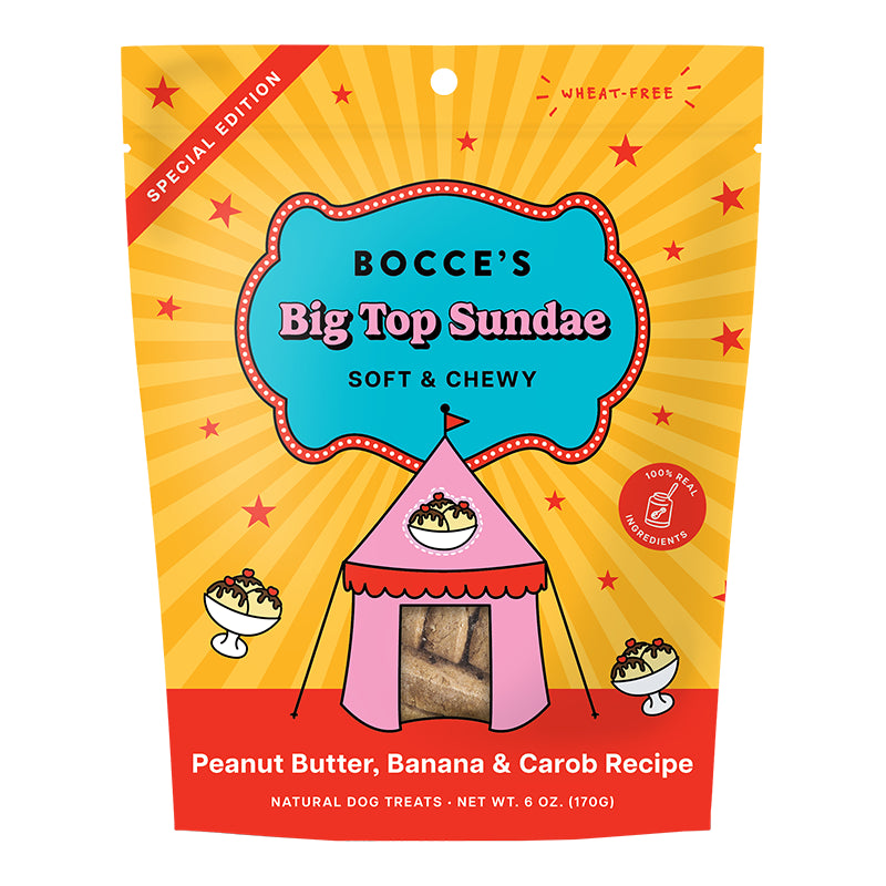 Bocce's Bakery Soft & Chewy Big Top Sundae Dog Treats, 6 oz