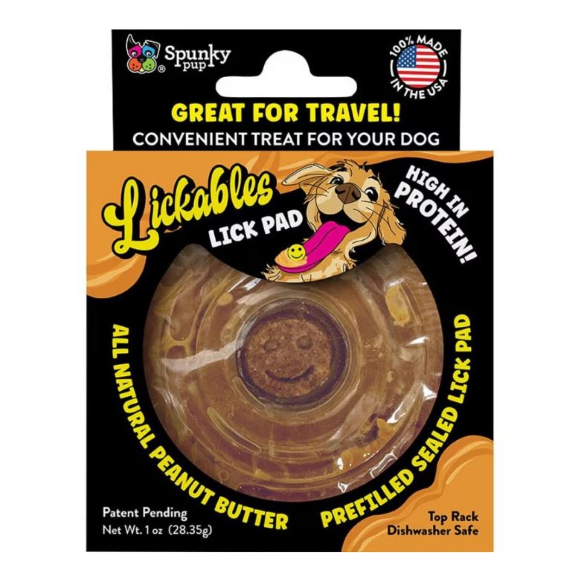 Spunky Pup Lickables Filled Lick Pad, Peanut Butter