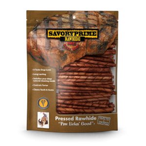 Savory Prime Pressed Rawhide Twist Sticks Beef, 5 in Dog Chews, 100 Pack