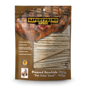 Savory Prime Pressed Rawhide Twist Sticks White, 5 in Dog Chews, 100 Pack