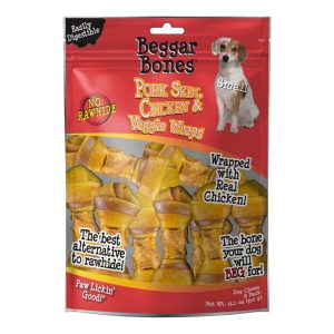 Savory Prime Beggar Bones Pork Skin & Chicken Wraps, Small, 8 Pack