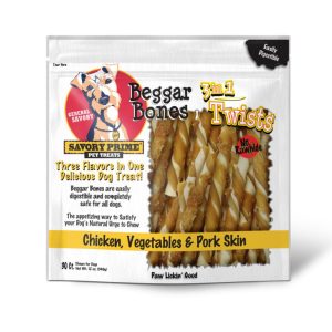 Savory Prime Beggar Bone 3-in-1 Twists Dog Chews, 30 Count