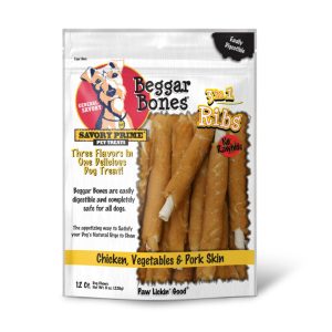 Savory Prime Beggar Bone 3-in-1 Ribs Dog Chews, 12 Count