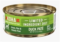 KOHA Limited Ingredient Grain-Free Pâté Wet Cat Food, Duck, 5.5 oz (Case of 24)