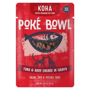 KOHA Poké Bowl Grain-Free Wet Cat Food, Tuna & Beef in Gravy, 3 oz (Case of 24)