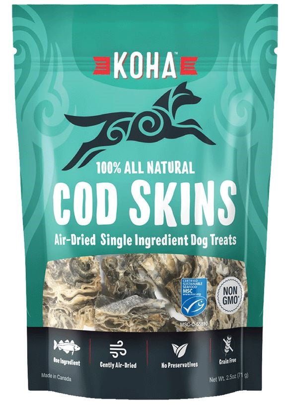 KOHA Air-Dried Cod Skins Dog Treats, 2.5 oz