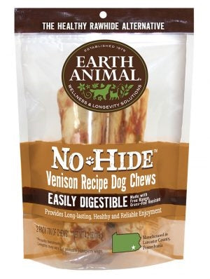 Earth Animal No-Hide Venison Chews, Medium Dog Chews, 2 Pack