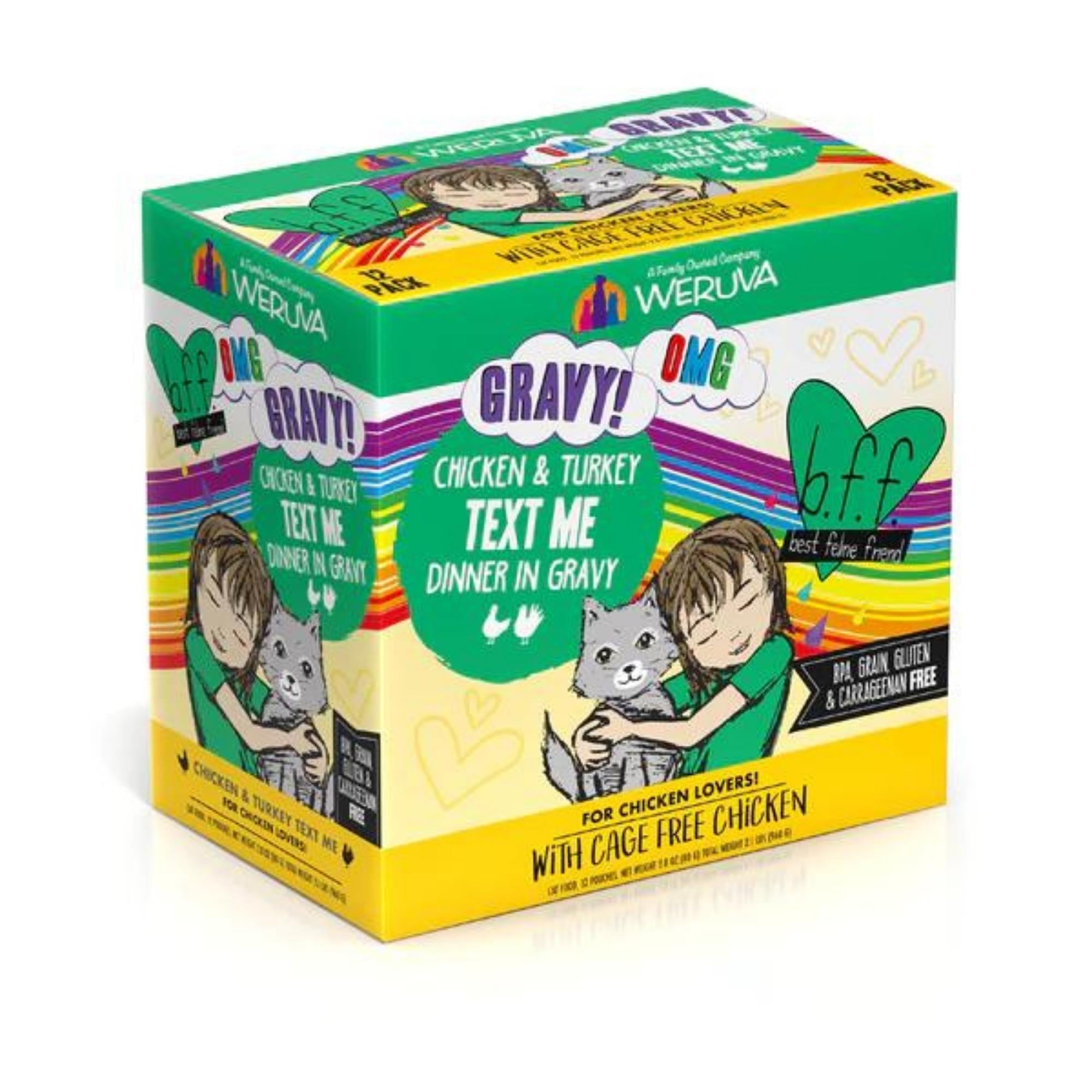 BFF OMG Text Me Wet Cat Food, Chicken & Turkey in Gravy, 2.8 oz Pouch, 12 Pack - Image 4