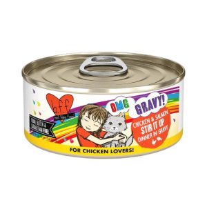 BFF OMG Stir It Up Wet Cat Food, Chicken & Salmon in Gravy, 5.5 oz (Case of 8)